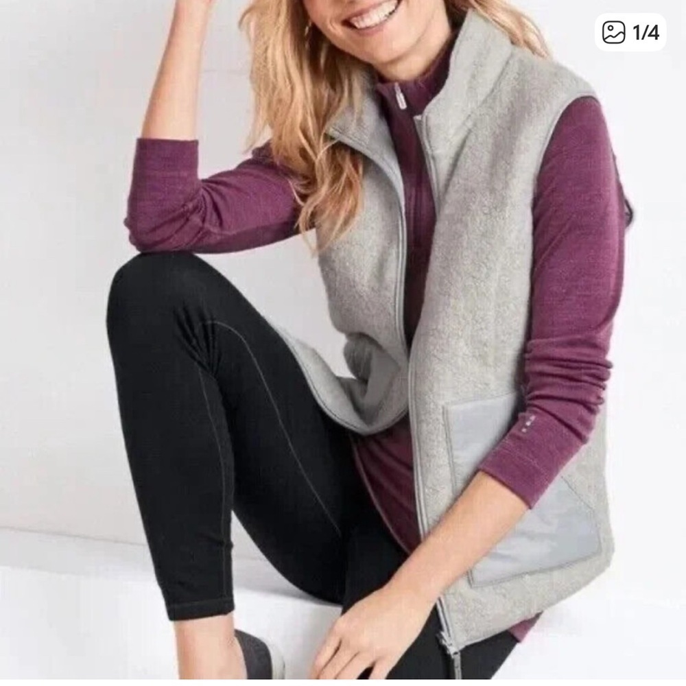 SmartWool Vest Women Gray Sherpa M Anchor Line Reversible